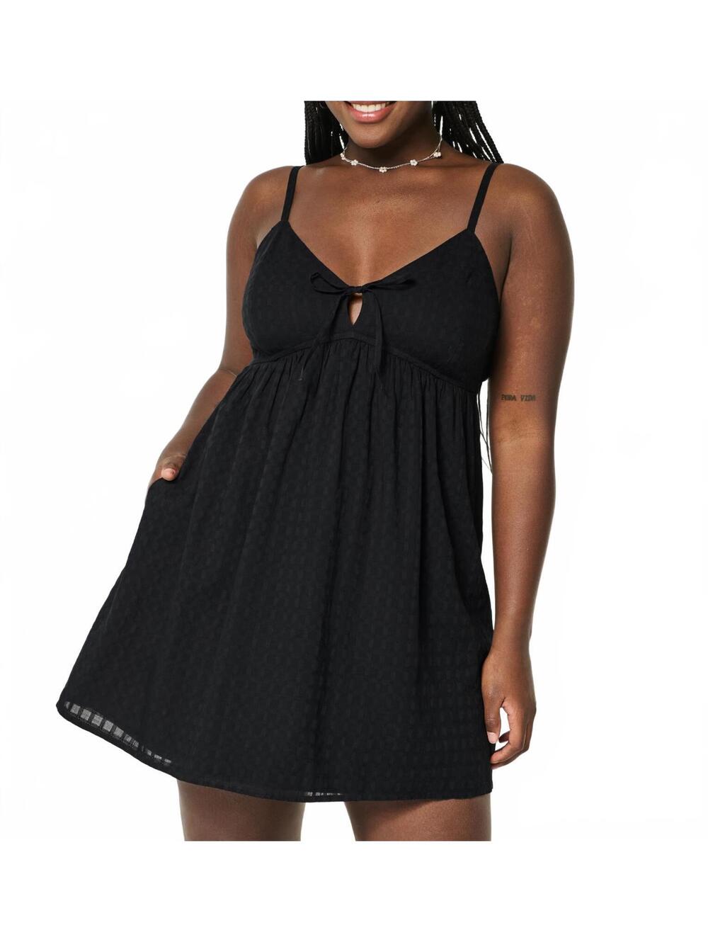 Hollister Babydoll Mini Dress NWT Black XXS Tall